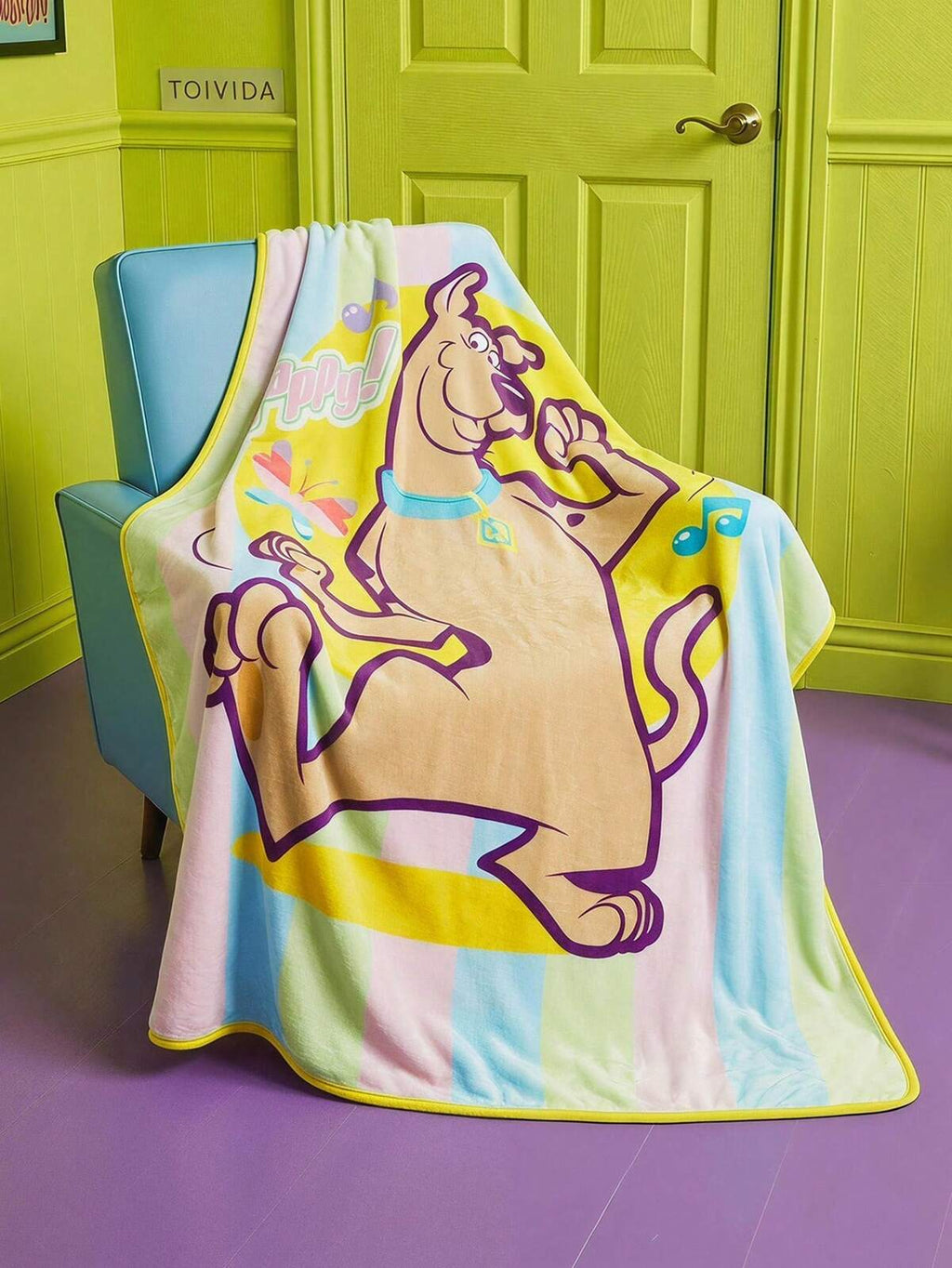 THE POWERPUFF GIRLS X Joivida 1pc Blossom Bubbles Buttercup Pattern Thick Purple Floral Printed Flannel Blanket, Soft Warm Anti-Shedding, Cute Pajama Style, Multiple Sizes, Y2K 230gsm, Great For Sofa, Bed, Napping, A Cozy Gift