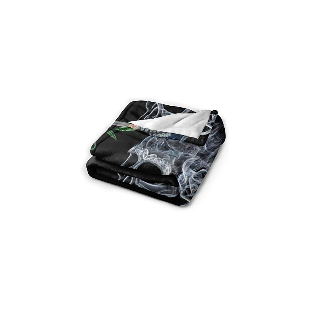 Marijuana Pot Leaf Weed Skull Smoking Fleece Blanket Throw Lightweight Blanket Super Soft Cozy Bed Warm Blanket for Living Room/Bedroom All Season (Color1, 60" × 50")