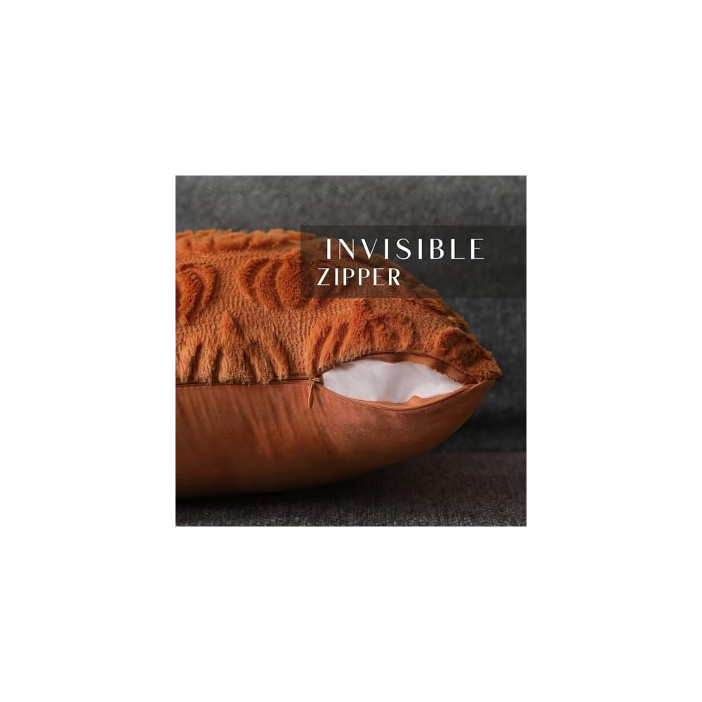 Fall Pillow Covers 18x18 2Pcs Rust Pumpkin Fall Decorations for Home