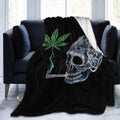 Marijuana Pot Leaf Weed Skull Smoking Fleece Blanket Throw Lightweight Blanket Super Soft Cozy Bed Warm Blanket for Living Room/Bedroom All Season (Color1, 60" × 50")