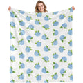 Hydrangea Floral Blanket Gifts for Women Girls Blue Flowers Flannel Throw Blankets for Kids White Blue Flowers Painting Blanket for Living Room Couch Bed Sofa Decor Birthday (50X60 Inch)
