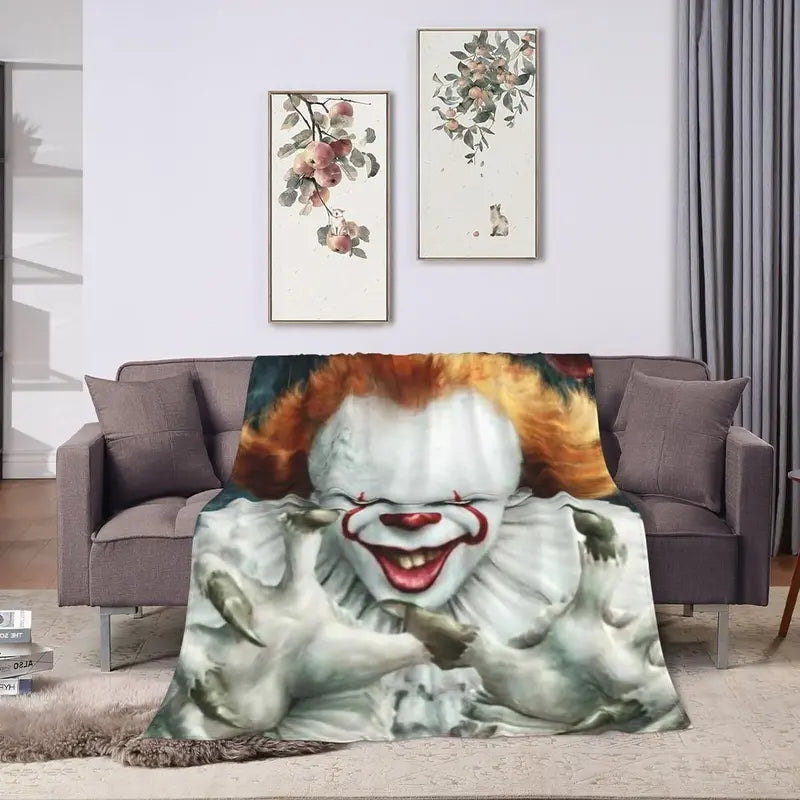 Clown Horror Luxury Throw Blanket Warm Soft Flannel Bed Blanket for Living Room Sofa Bedroom Decor Young Adults Men Women Boy Girl Gift Gifts