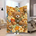 Pastel Floral Print Teddy 2D-Style Plush Throw Blanket, Super Soft Lightweight All-Season Bedding, Cute Kawaii Kids' Bedroom Decor, Holiday Birthday Christmas Gift for Children