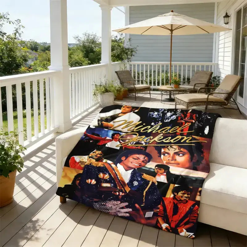 Michael Jackson King of Pop Art Collage Flannel Fleece Blanket MJ Music Legend Plush Throw Blanket Soft Warm Cozy Fan Home Decor Blanket for Bed Sofa Couch Collectible Memorabilia Gift for MJ Fans Pop Music Lovers Birthday Holiday Present