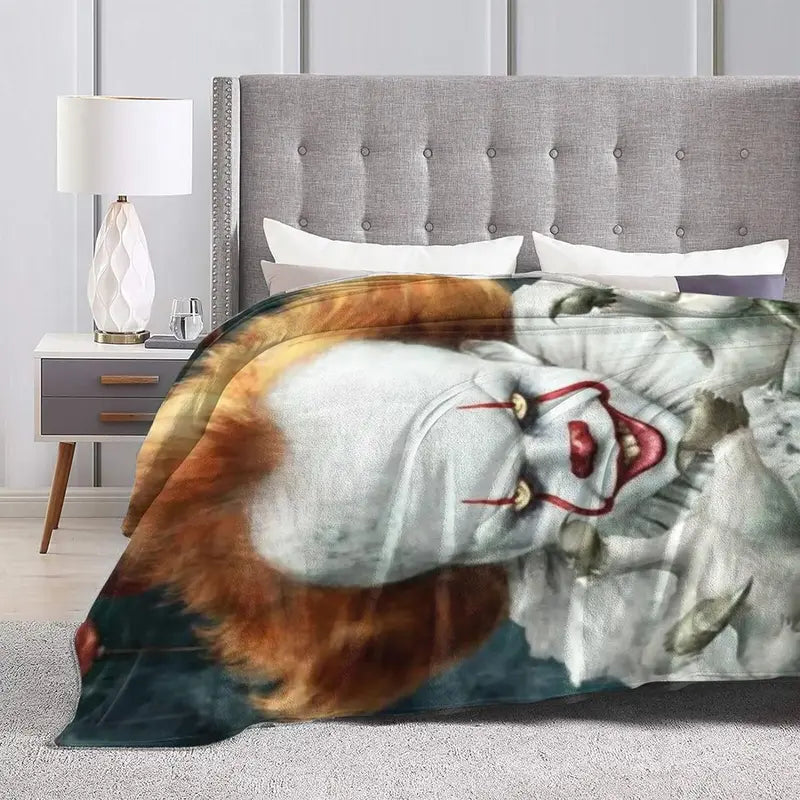 Clown Horror Luxury Throw Blanket Warm Soft Flannel Bed Blanket for Living Room Sofa Bedroom Decor Young Adults Men Women Boy Girl Gift Gifts